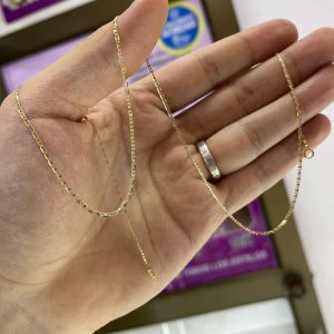 Cadena Espejo Plano 3 Oros Diamantado 50 cm/1,41 gr/Oro 18K Italiano